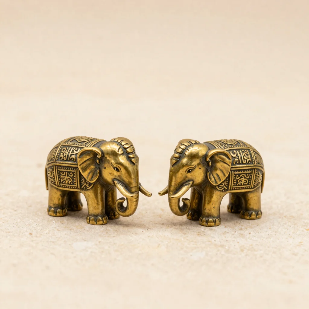 Royal Brass Elephant Figurine Pair