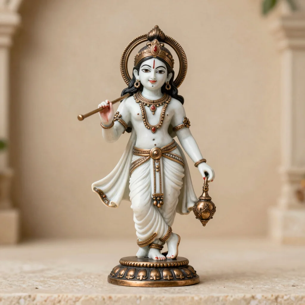 Hand-Finished Marble Resin Radha Krishna
