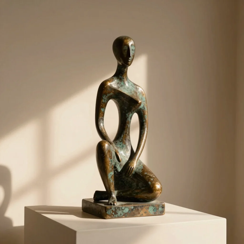 Minimalist Art Bronze Thinker Figure